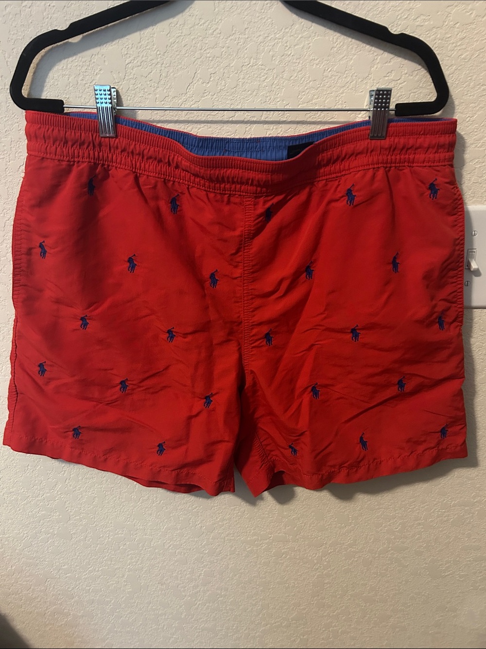 Polo by Ralph Lauren Red Swim Shorts with Navy Pony Embroidery